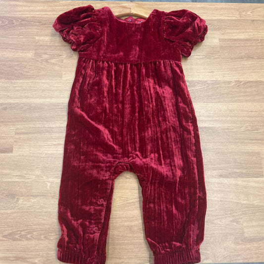 Cat & Jack Velvet SS Romper - 12m