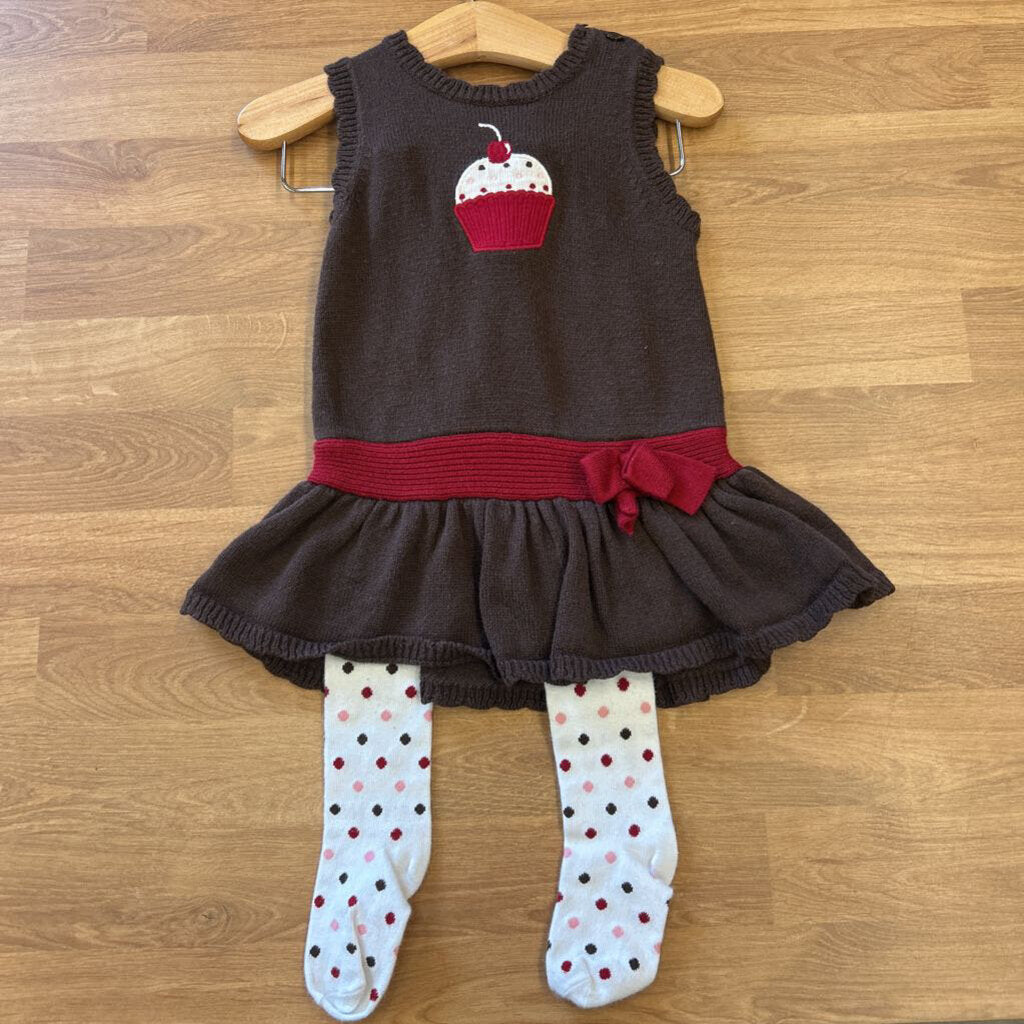 Gymboree Cupcake SS Sweater Dress w/Tights 12/18