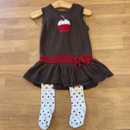 Gymboree Cupcake SS Sweater Dress w/Tights 12/18