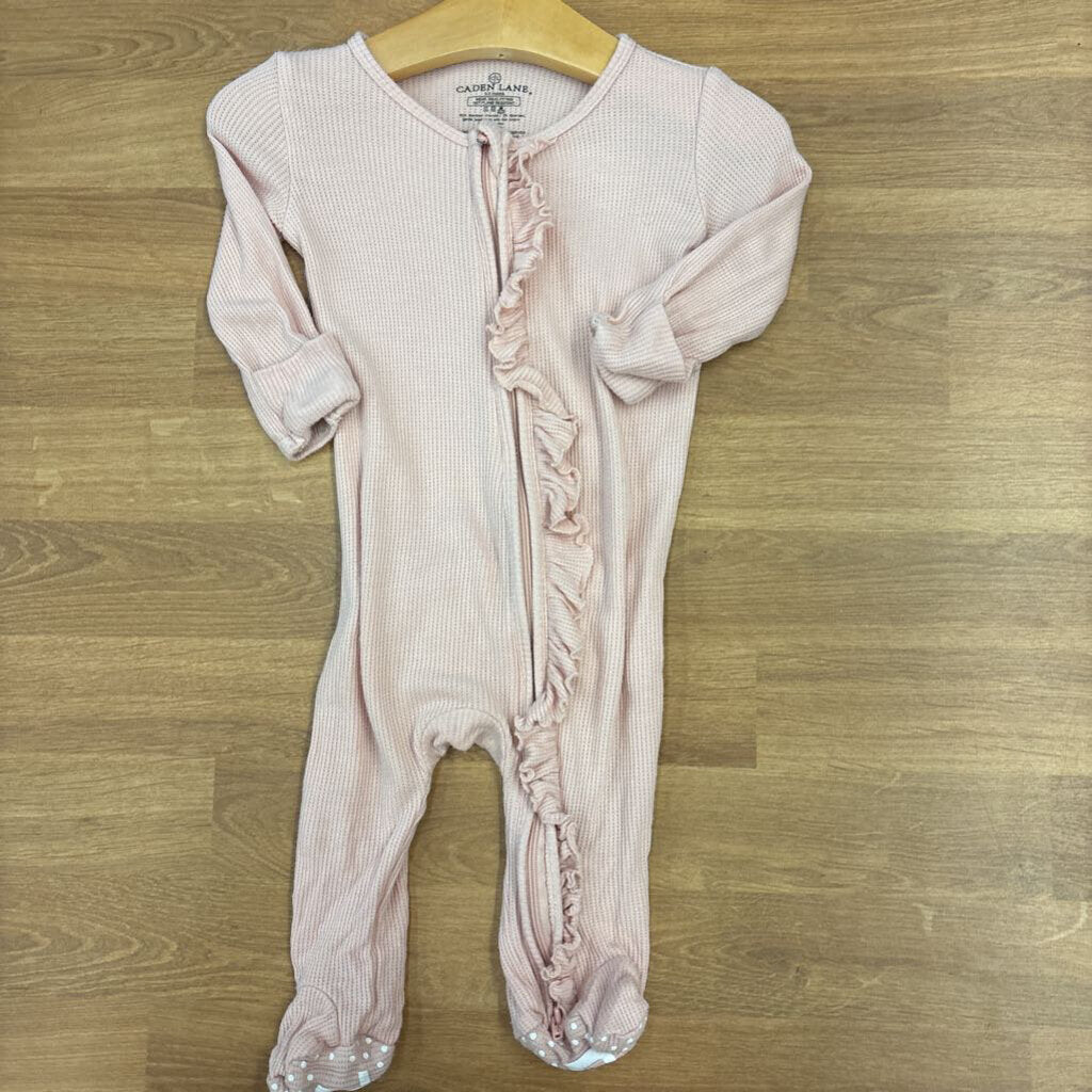 Caden Lane Ruffle Zip Sleeper (small snag) - 0/3m