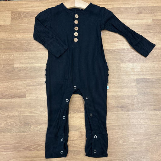 Posh Peanut Bamboo Ribbed Ruffle Romper - 9/12m