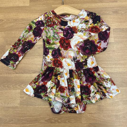 Posh Peanut Floral Twirl LS Bodysuit - 12/18m