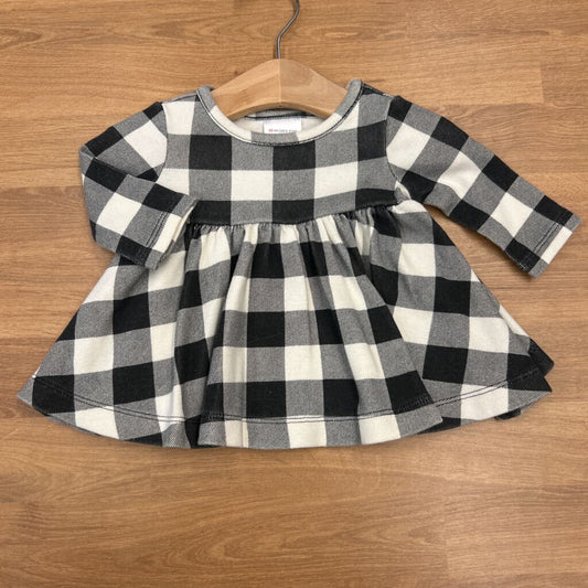 Hanna Andersson Plaid LS Dress - 0/3m