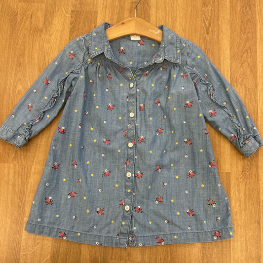 Baby Gap Chambray Floral LS Dress - 2