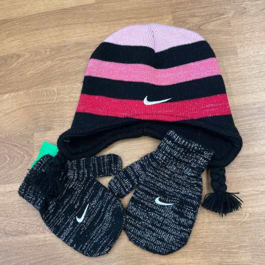 Nike Stripe Toddler Hat & Mittens Set