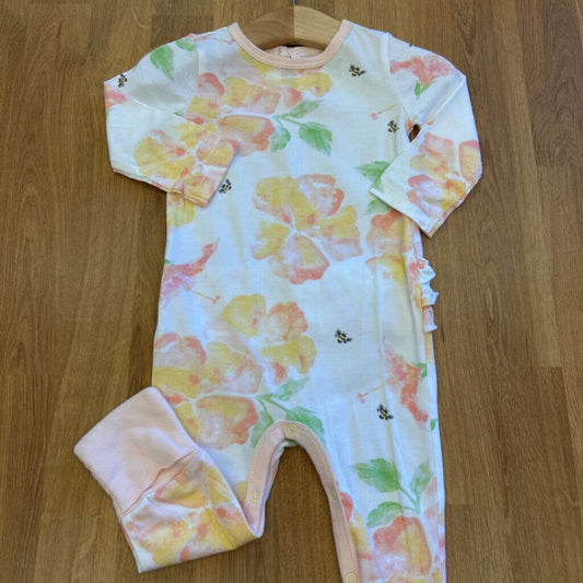 Burt's Bees Floral Bee LS Romper - 3/6m