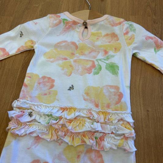 Burt's Bees Floral Bee LS Romper - 3/6m