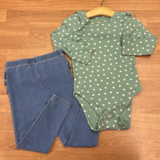 Cat & Jack Dot LS Onesie / Legging Set - 24m