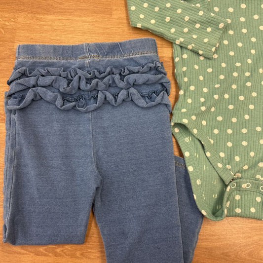 Cat & Jack Dot LS Onesie / Legging Set - 24m