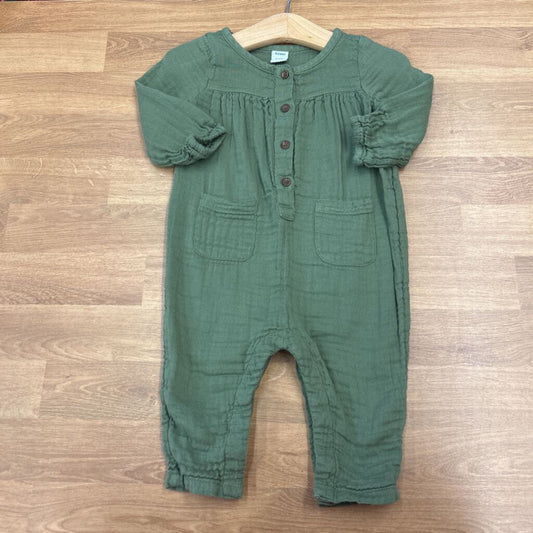 Old Navy Linen LS Romper - 6/12m