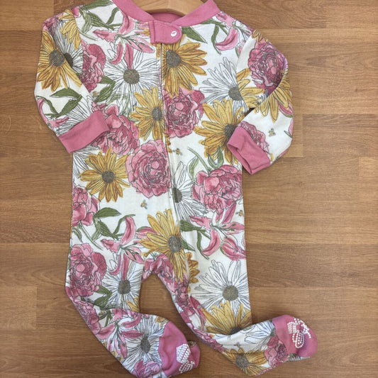 Burt's Bees Floral Zip Sleeper - 6/9m
