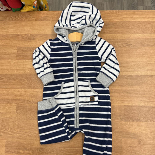 Carter's Fleece Stripe Hoodie Coverall 9M