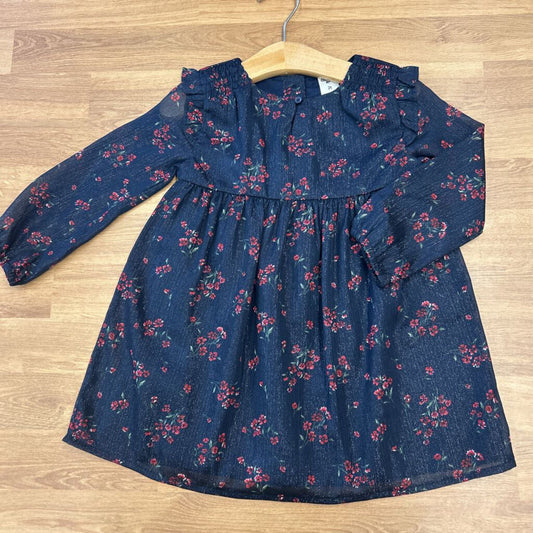 NWT Osh Kosh Floral LS Shimmer Dress - 2T