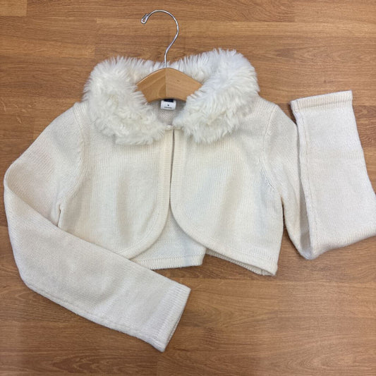 Janie & Jack Crop Faux Fur Cardigan - 5