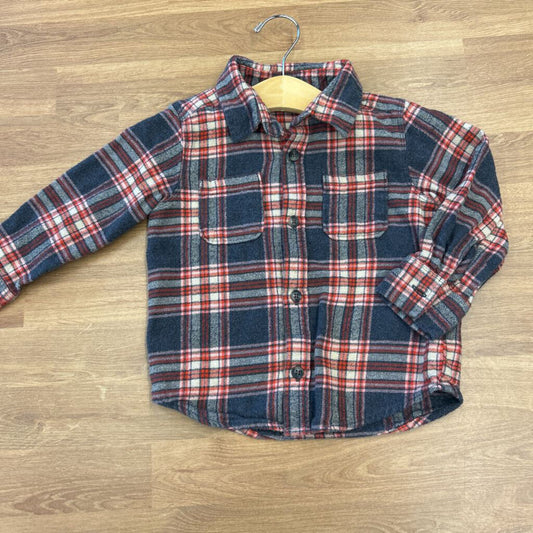 Old Navy Plaid Flannel LS Button Up - 3T