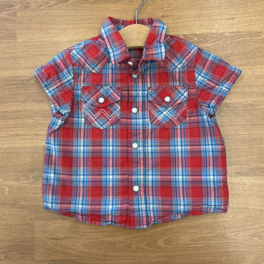 Wrangler Plaid SS Snap - 6/9m