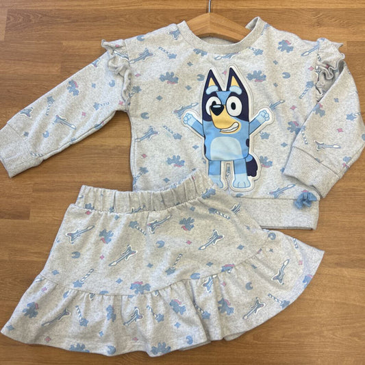 Bluey Crewneck / Skort Two Pc Set - 2T