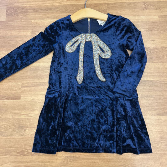 Hanna Banana Velvet Bow LS Dress - 3T