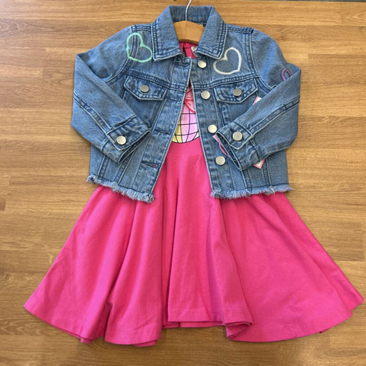 NWT Rare Editions Heart SS Dress w/ Denim Jacket - 3T