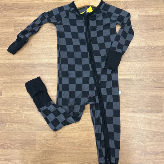 Little Sleepies Bamboo Check Zip Sleeper (wash wear) - 6/12m