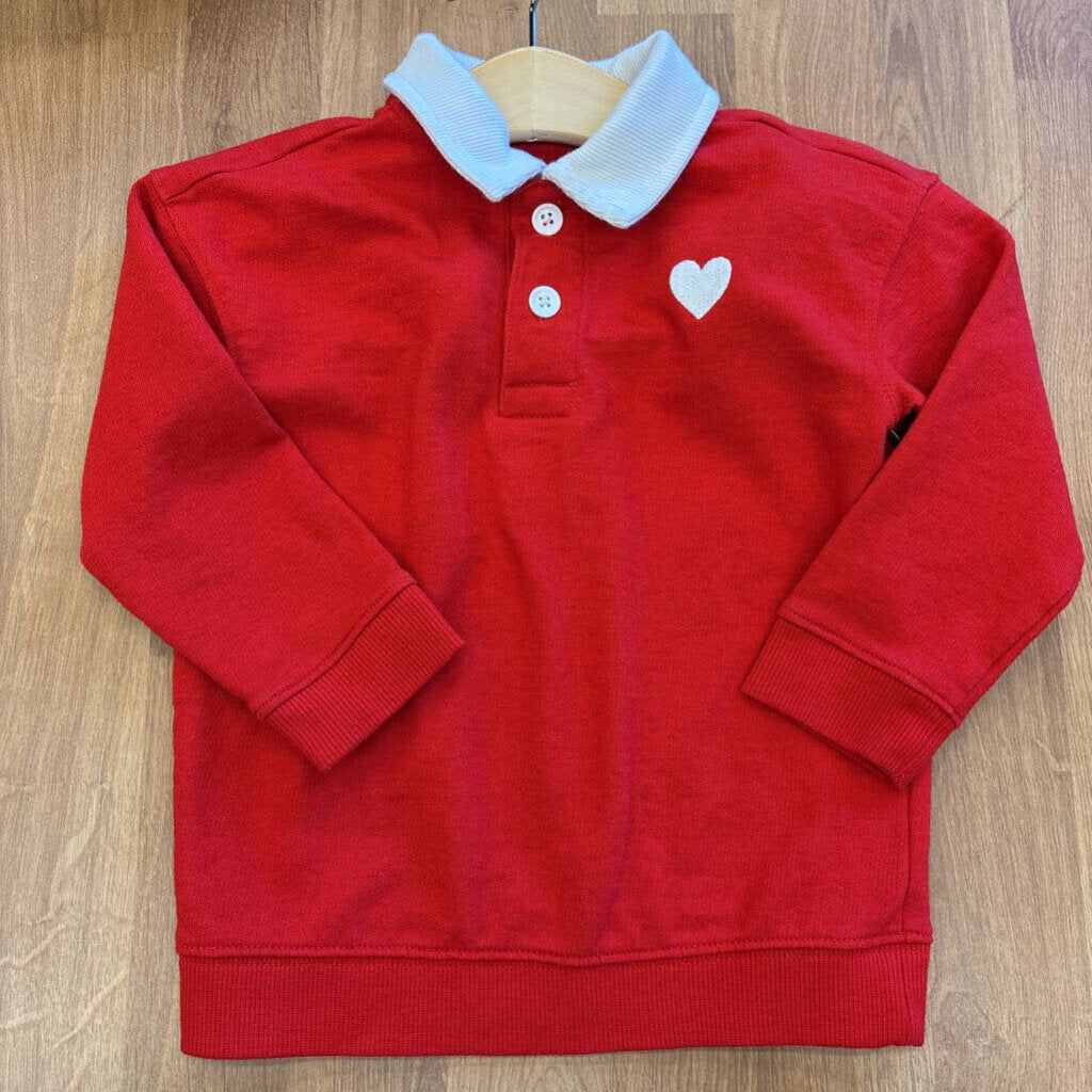 Cat & Jack Heart LS Polo - 2T