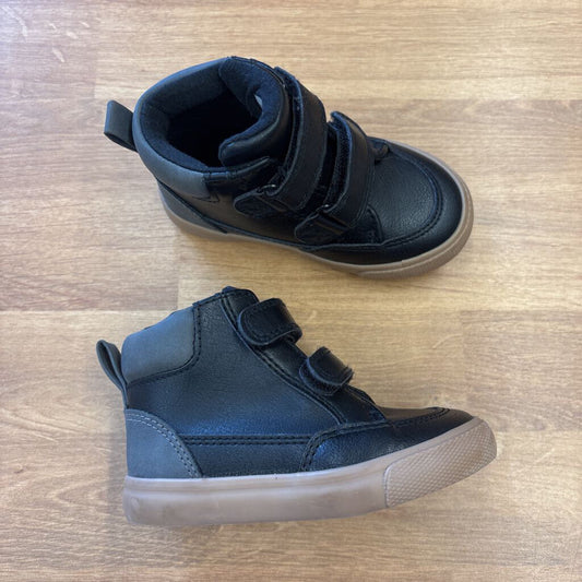 Cat & Jack Black Leather High Top Sneakers - 6