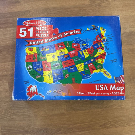 Melissa & Doug USA Floor Puzzle (one piece taped)
