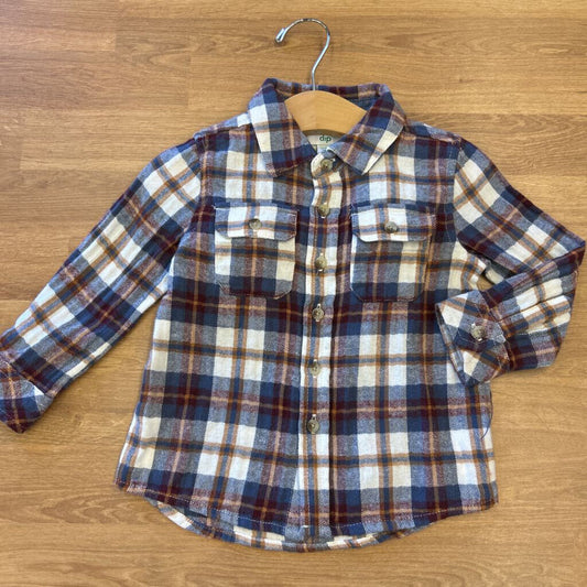 Dip Plaid Flannel LS Button Up - 12/18m