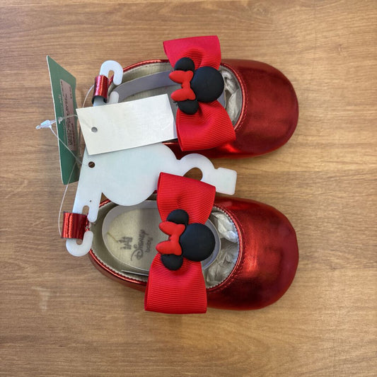 NEW Disney Baby Minnie Red Flat Crib Shoes - 6/9m