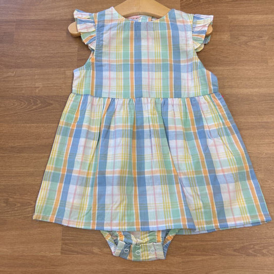 NWT Ruffle Butts Plaid SS Dress Bodysuit - 2T