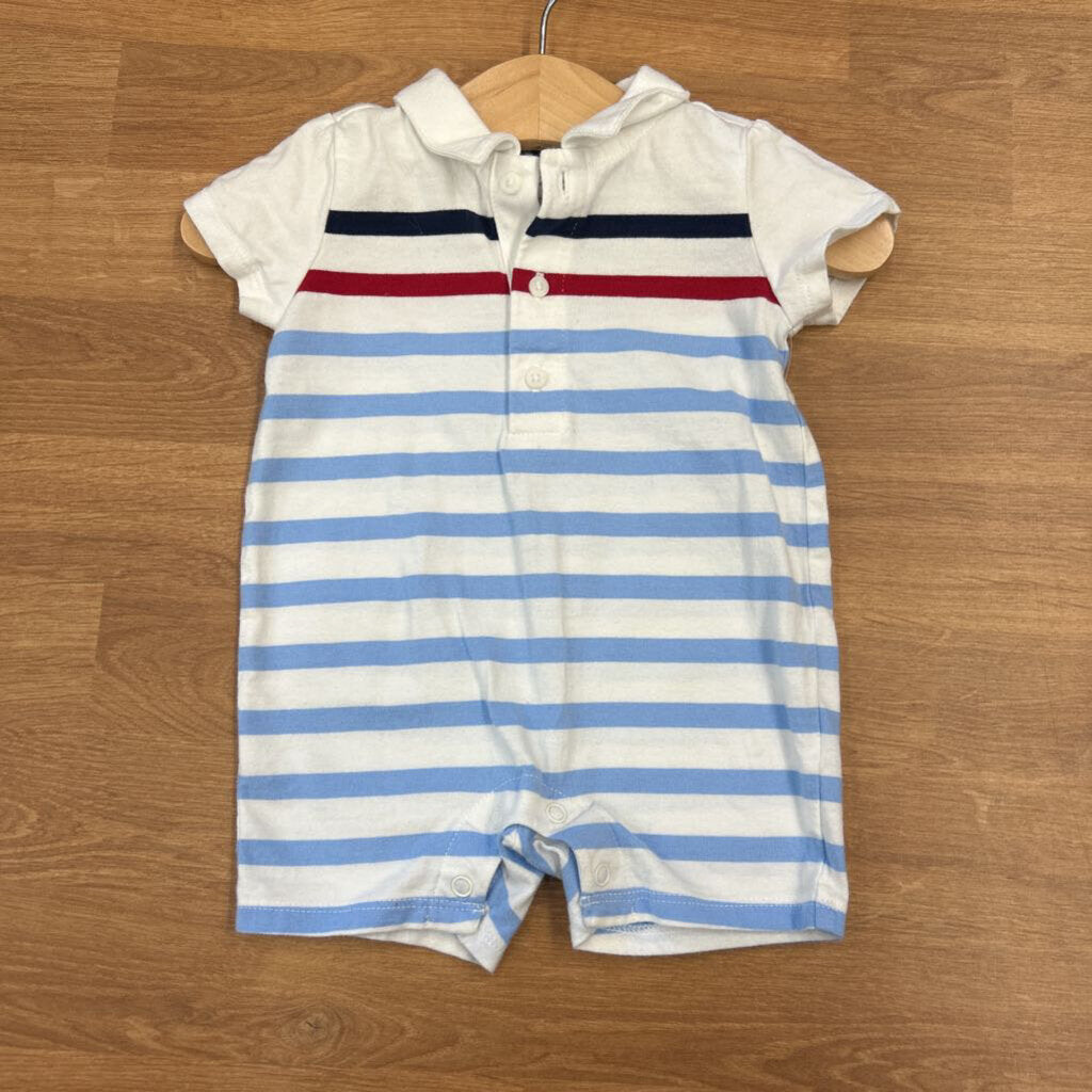 Janie & Jack Stripe Polo Short Romper - 0/3m