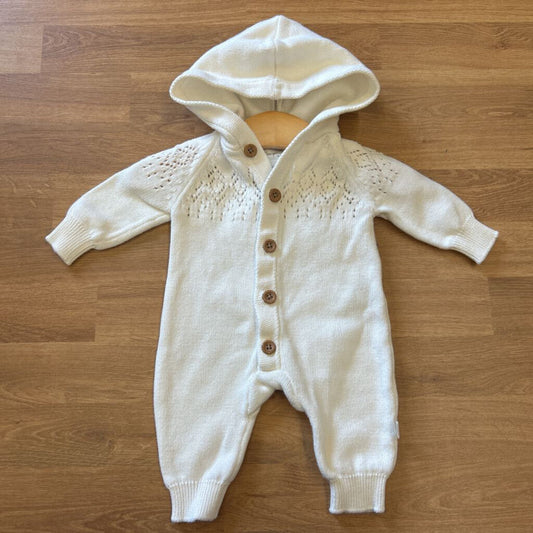 Little Planet Knit Hoodie Coverall - NB