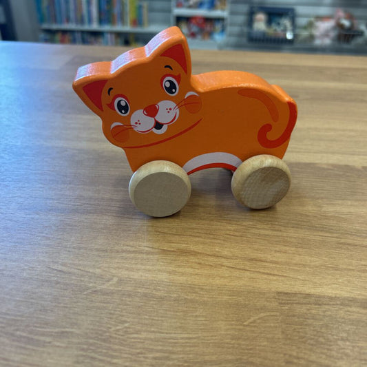 Orange Cat Wood Car