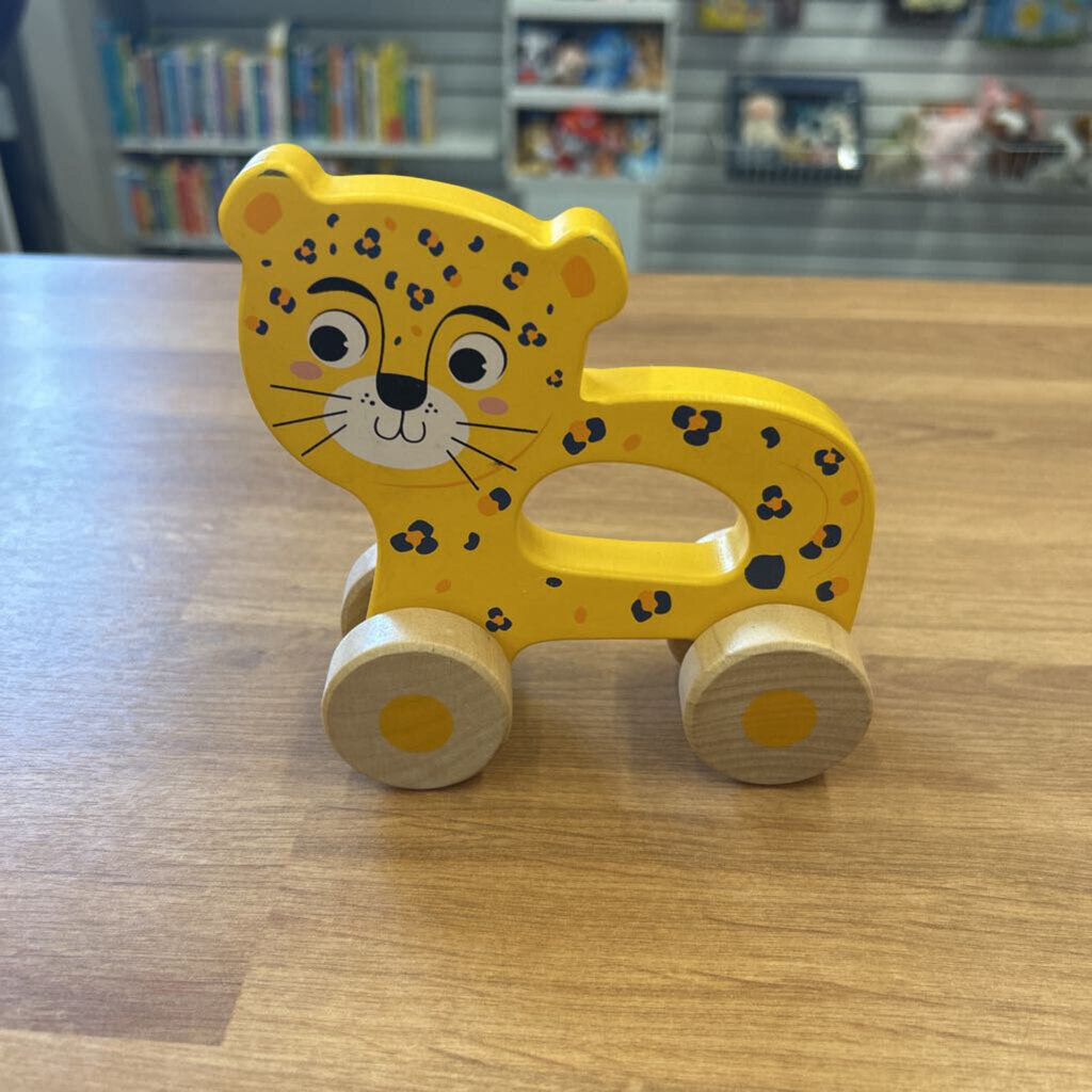 Yellow Cheetah Wood Car