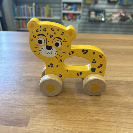 Yellow Cheetah Wood Car