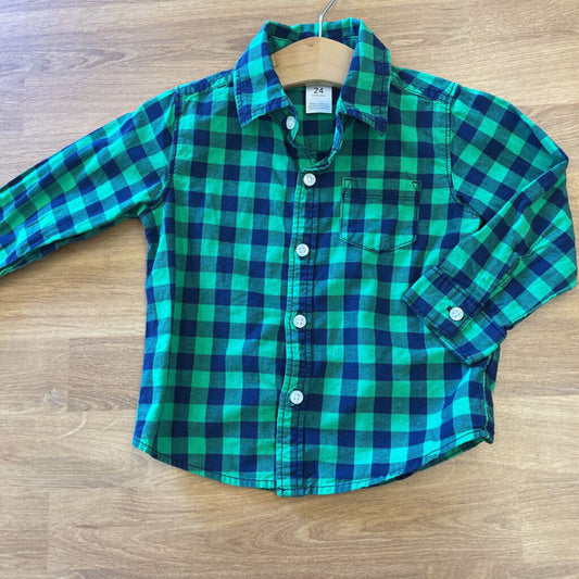 Carter's Plaid LS Button Up - 24m
