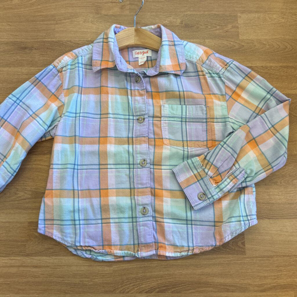 Cat & Jack Plaid LS Button UP - 6/6x