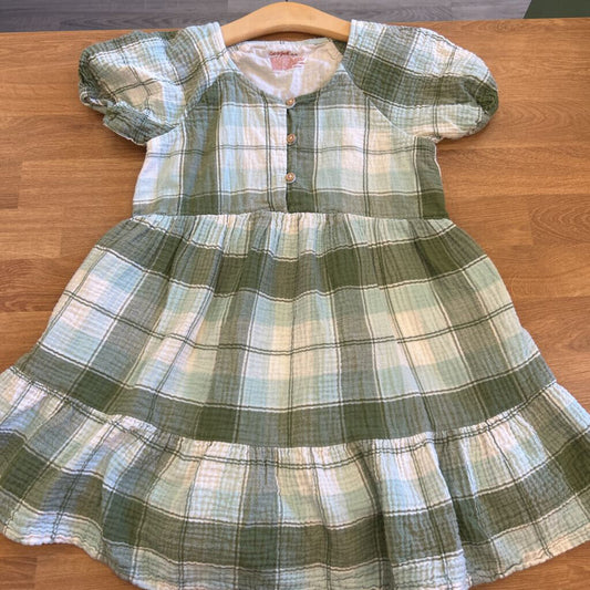 Cat & Jack Linen Plaid SS Dress - 8