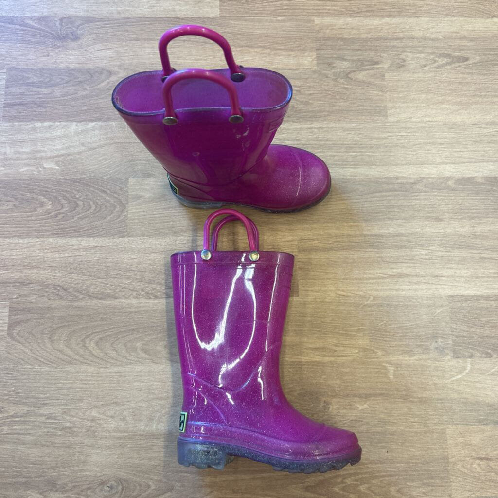 Western Chief Pink Sparkle Rain Boots (missing insoles) - 6