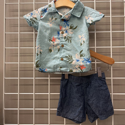 Carter's SS Button Up / Shorts Set - 12m