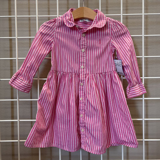 Ralph Lauren Stripe LS Button Up Dress - 18m