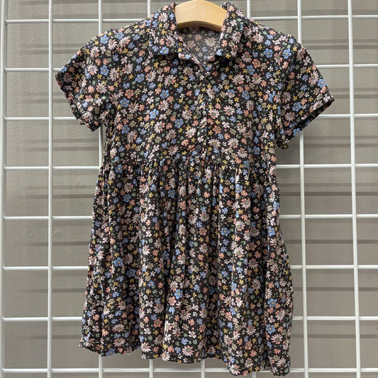 H&M Floral SS Button Up Dress - 3T