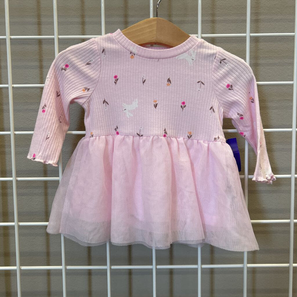 Cat & Jack Bunny Tulle LS Dress - 3/6m