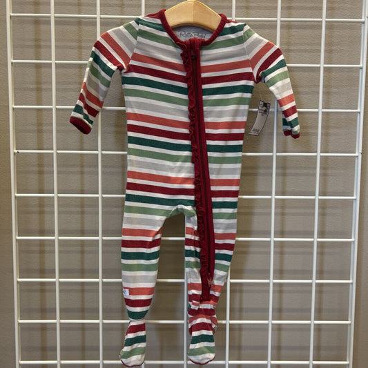 Ruffle Butts Stripe Zip Sleeper - 3/6m