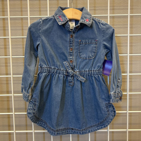 Carter's Denim LS Dress - 2T