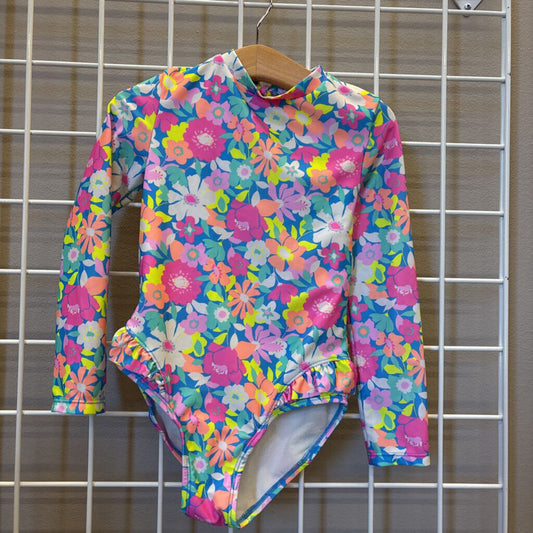 Cat & Jack Floral LS One Pc Swim - 4/5