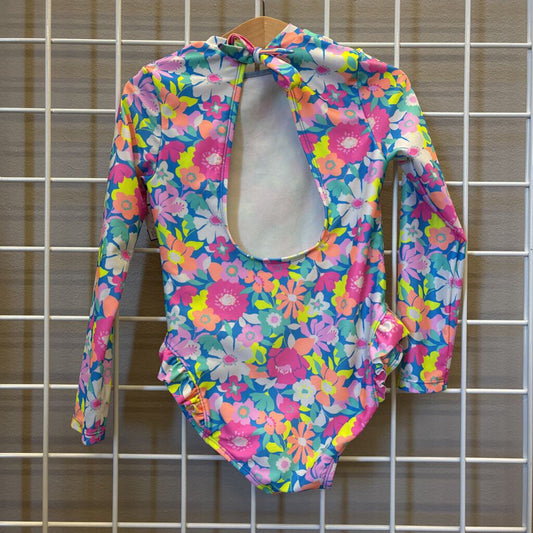 Cat & Jack Floral LS One Pc Swim - 4/5