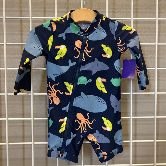 Carter's Sea LS One Pc Swim - 3/6m
