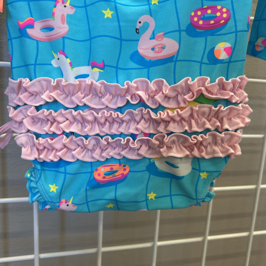 Ruffle Butts Floaty LS One PC Swimsuit w/Hat 6/12m
