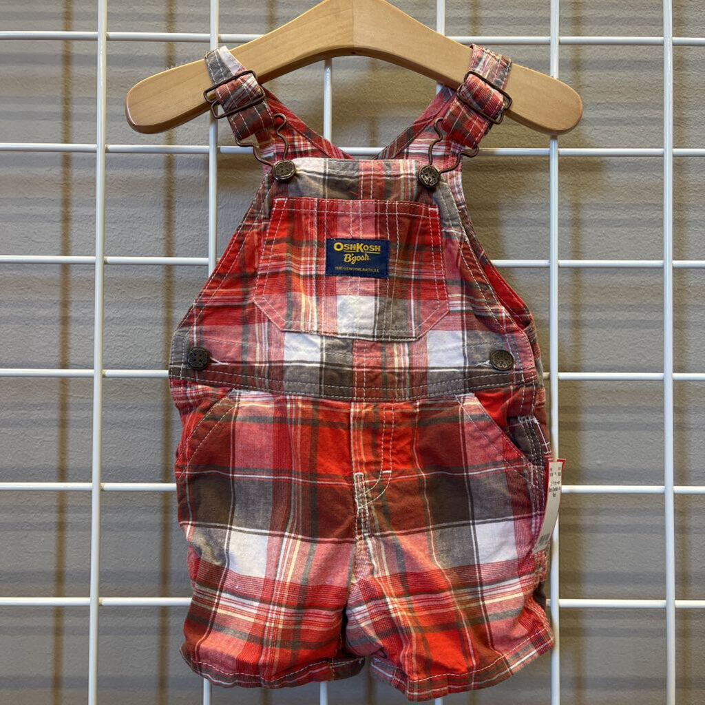 Osh Kosh Plaid Short Overalls - 6m